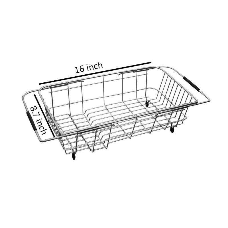 Keewah Expandable Dish Drainer Drying Rack Over The Kitchen Sink - 16.1â€ x 9â€ - Stainless Steel - Image 2